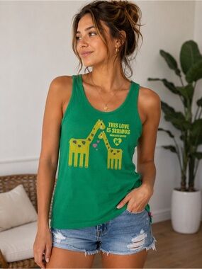 Harajuku Lovers This Love Is Serious Gwen Stefani Tank Top Green Size Small